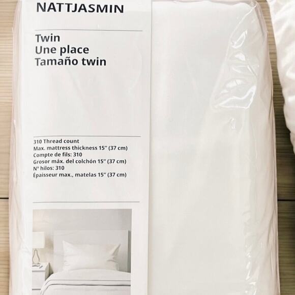 IKEA NATTJASMIN 310 Thread Count White Twin Sheet Set - Picture 2 of 3